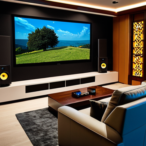 Home 23 **
"A luxurious home theater setup in a modern Portuguese villa. Featuring a large OLED TV displaying a vibrant film scene, comfortable reclining leather chairs, and subtle ambient lighting. Acoustic panels adorn the walls. High-quality audio speakers are subtly placed around the room. Warm, inviting atmosphere. safe for work, appropriate content, fully clothed, professional, modest, perfect anatomy, natural proportions"
**