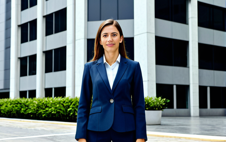 **Prompt:** A professional businesswoman in a modest business suit, standing in front of a modern office building in São Paulo, Brazil, fully clothed, appropriate attire, safe for work, perfect anatomy, natural proportions, professional photography, high quality.