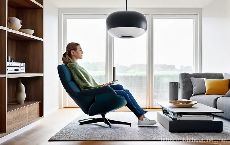 구글 홈 홈시어터 제어 - **Prompt:** A cozy and modern living room seamlessly transforming into a personalized home cinema wi...