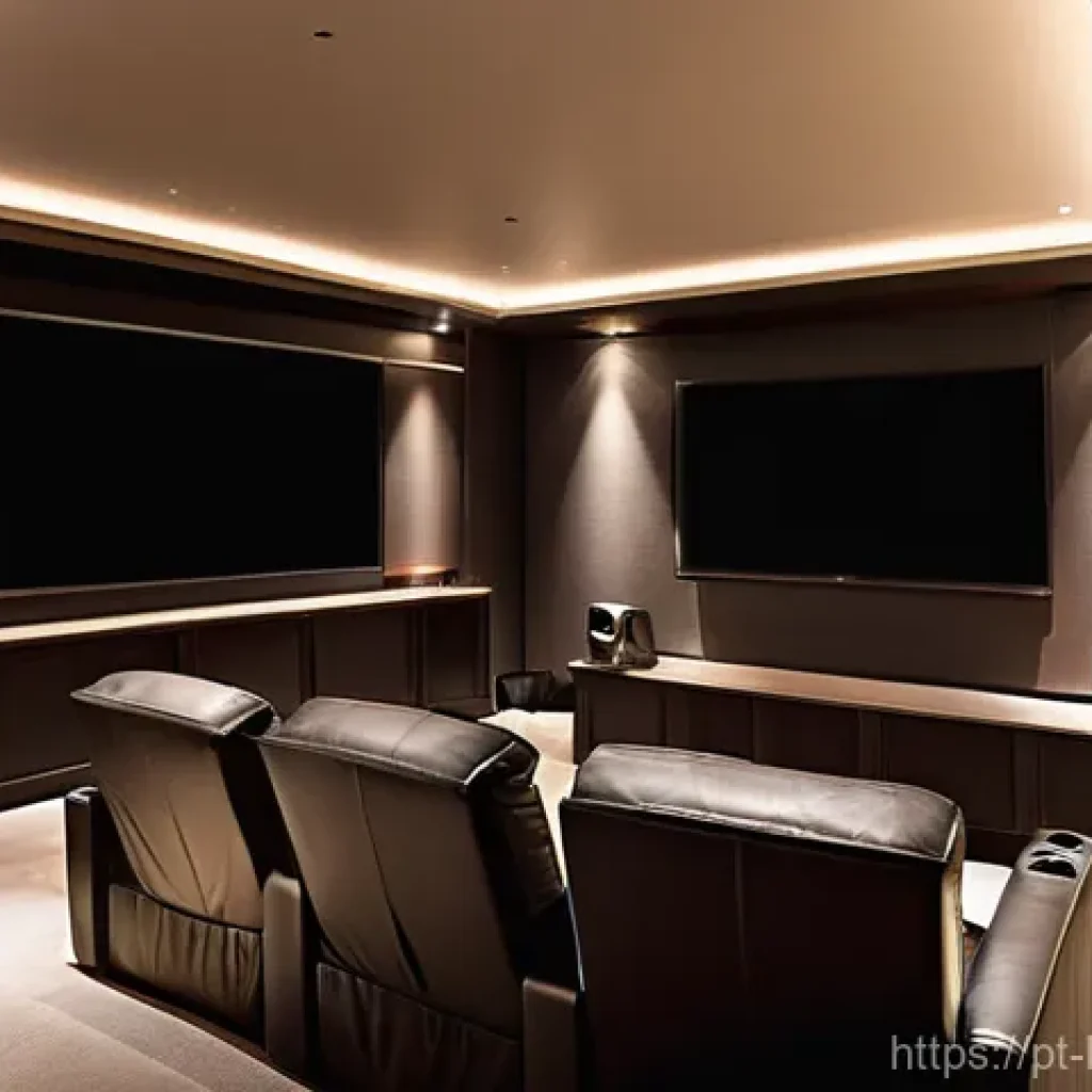홈시어터 조명 최적화 - **Immersive Smart Home Theater Setup for a Romantic Drama:**
    A sophisticated home theater room b...