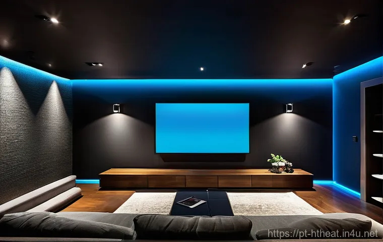 홈시어터 조명 최적화 - **Immersive Smart Home Theater Setup for a Romantic Drama:**
    A sophisticated home theater room b...