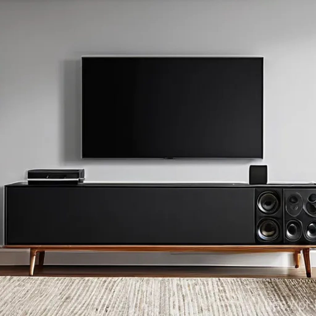 홈시어터 예산별 추천 - **A contemporary and inviting living room transformed into a casual home cinema setting.** A large, ...