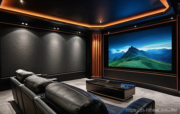 홈시어터 예산별 추천 - **A contemporary and inviting living room transformed into a casual home cinema setting.** A large, ...