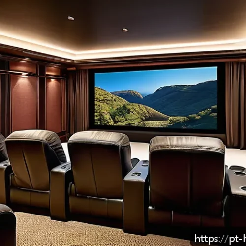 Home 28 야마하 AV 리시버 - A modern home theater room with a sleek