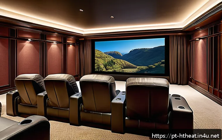 야마하 AV 리시버 - A modern home theater room with a sleek